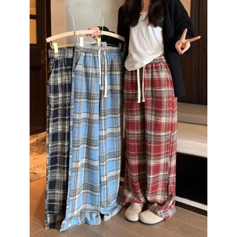 Fashionista Trends Kleurblok Geruite Broek met Hoge Taille