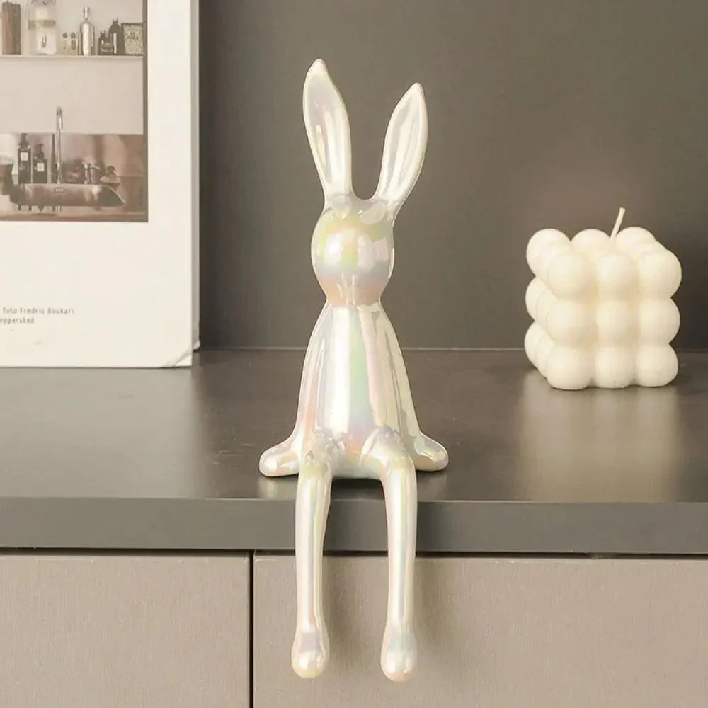Kleurrijk Konijnen Ornament van Metaal en Keramiek