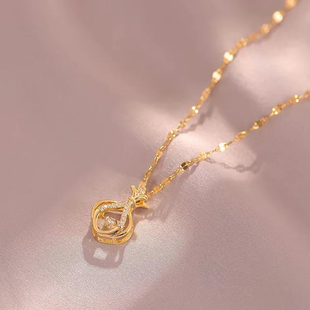 Collier raffiné en cuivre avec zircon cubique et pierre précieuse pour femmes tendance