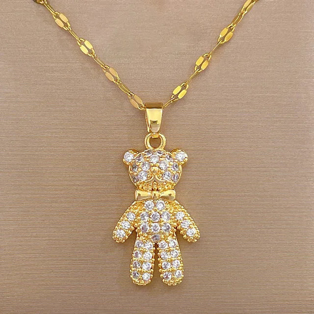 Glanzende Beer Ketting met Koperen Micropaved Strassteentjes