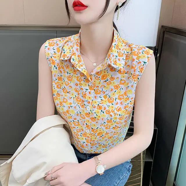 Blusa de verano con cuello polo y temperamento para mujer elegante