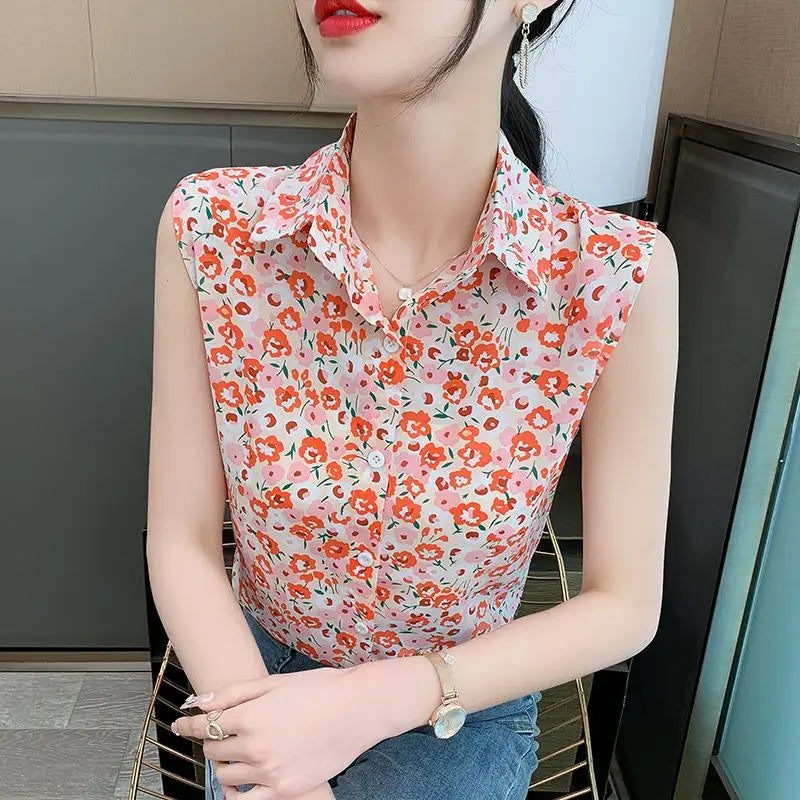 Blusa de verano con cuello polo y temperamento para mujer elegante