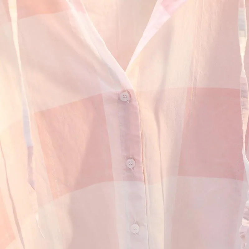 Checkered Hoodie Blouse for Trendy Summer Looks