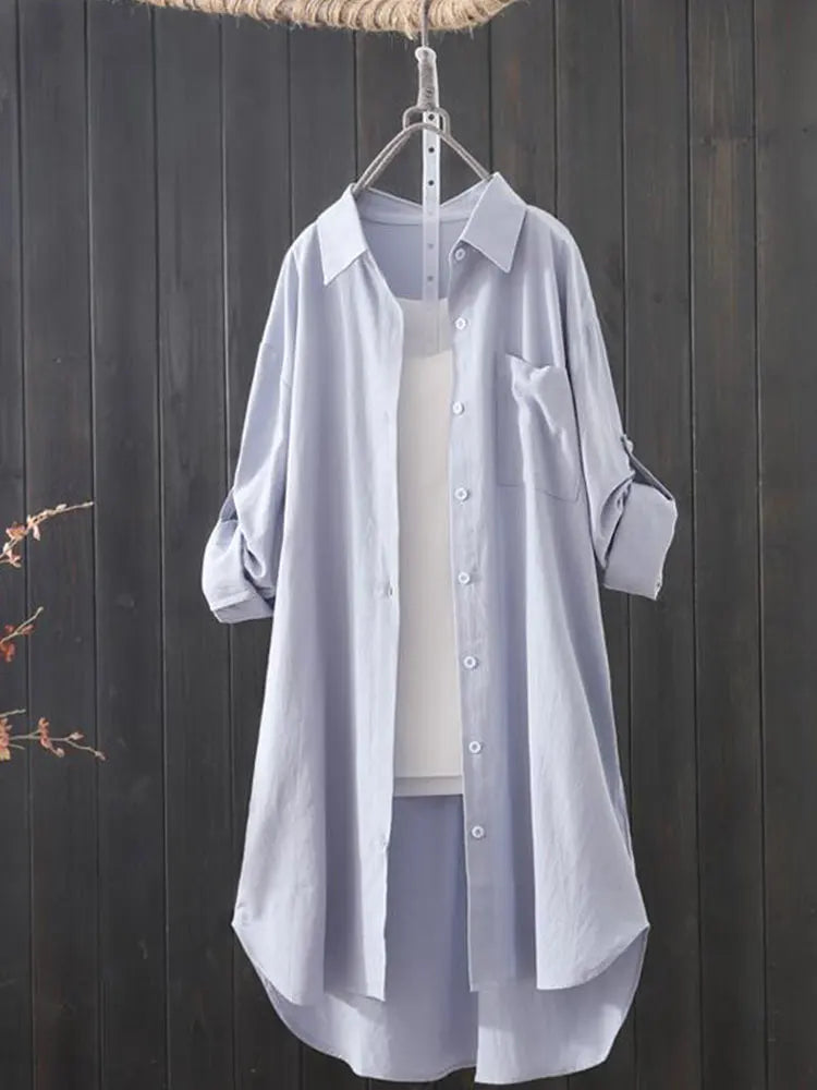 Glinsterende Zomerzucht Losse Midi Shirt voor Dames