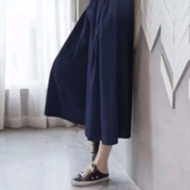 Stijlvolle Koreaanse Losvallende Damesbroek - Slankmakende Hooggetailleerde Klokrok voor de Zomer