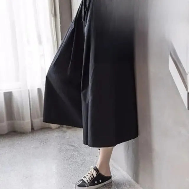 Stijlvolle Koreaanse Losvallende Damesbroek - Slankmakende Hooggetailleerde Klokrok voor de Zomer