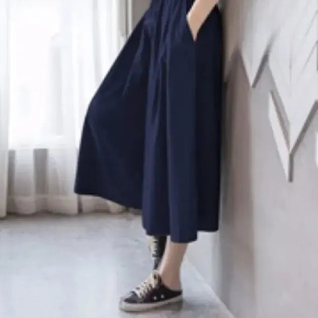 Stijlvolle Koreaanse Losvallende Damesbroek - Slankmakende Hooggetailleerde Klokrok voor de Zomer