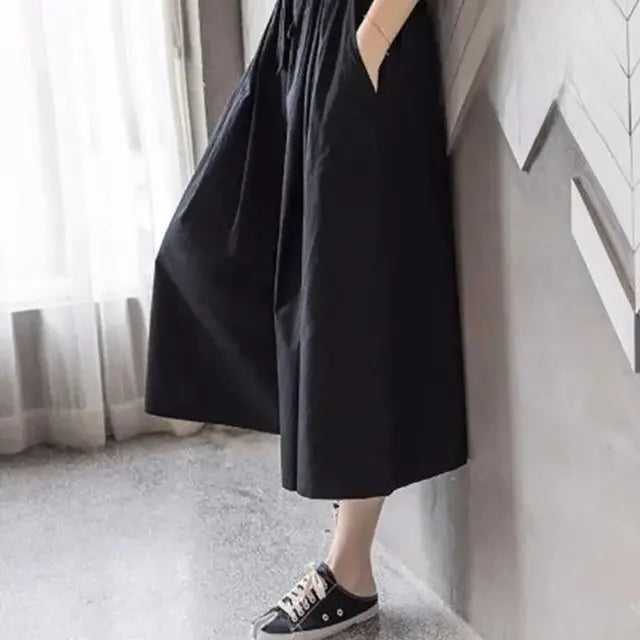 Stijlvolle Koreaanse Losvallende Damesbroek - Slankmakende Hooggetailleerde Klokrok voor de Zomer