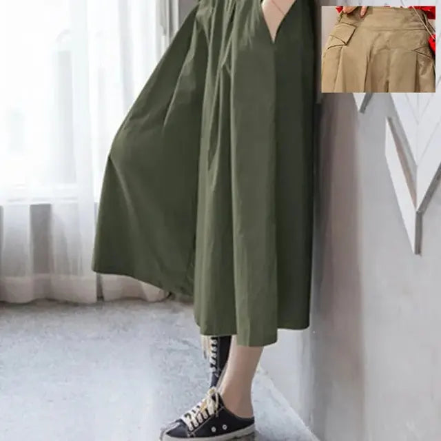 Stijlvolle Koreaanse Losvallende Damesbroek - Slankmakende Hooggetailleerde Klokrok voor de Zomer