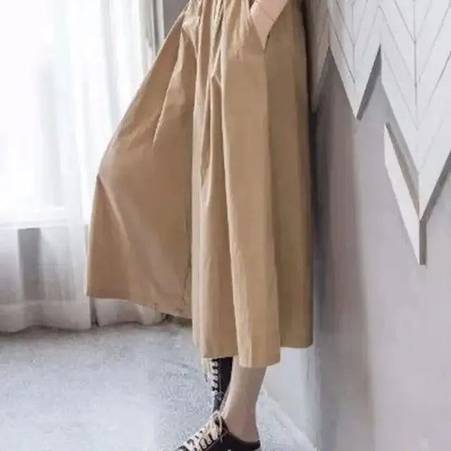 Stijlvolle Koreaanse Losvallende Damesbroek - Slankmakende Hooggetailleerde Klokrok voor de Zomer