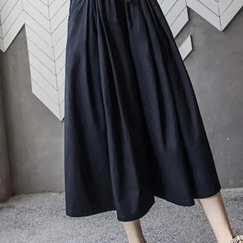 Stijlvolle Koreaanse Losvallende Damesbroek - Slankmakende Hooggetailleerde Klokrok voor de Zomer