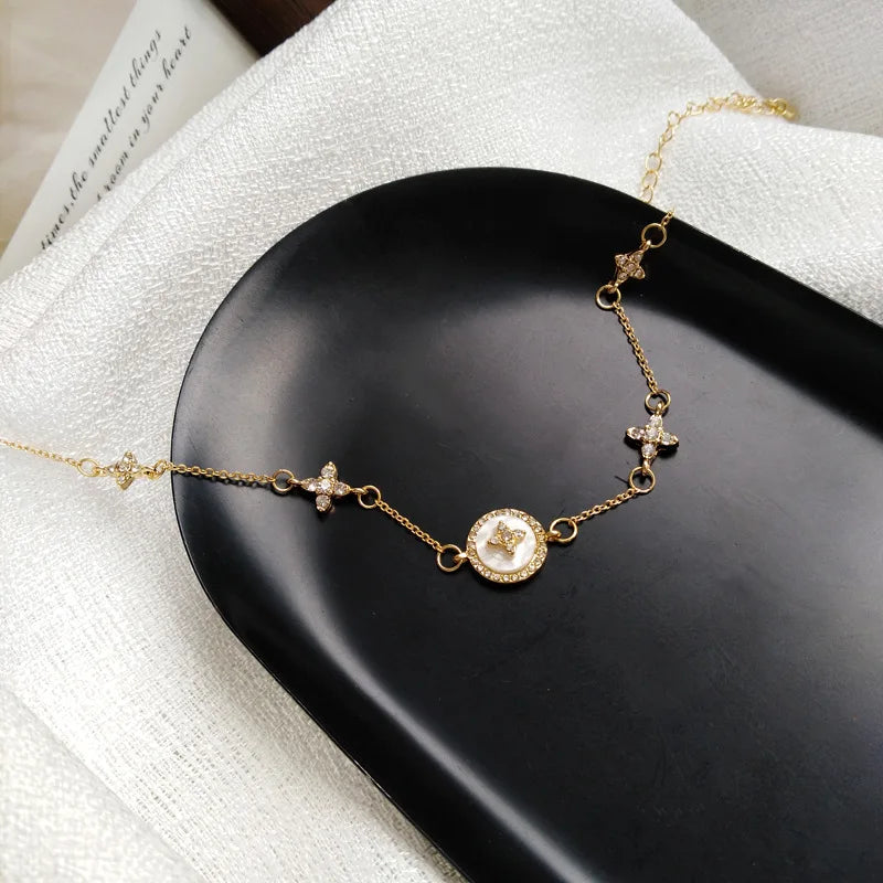GlimGoud Nieuwe Zirkoon Ster Ketting Armband in Goud voor Vrouwen