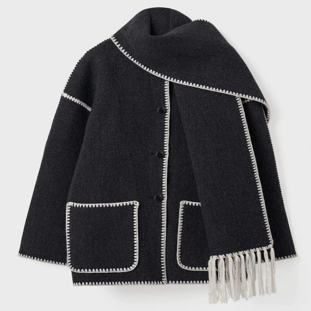 Coat with Scarf of Stylish Fabric