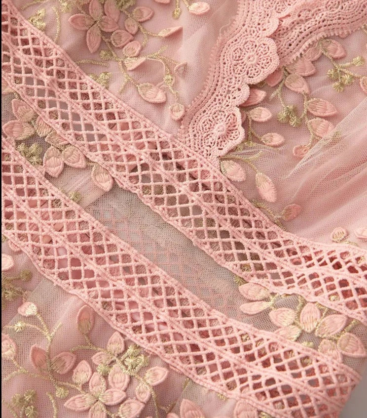 Roze Vintage Party Lange Jurk van Linda Della