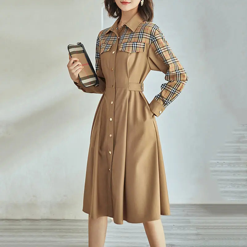 Ella Patched Plaid Shirt Dress voor Vrouwen