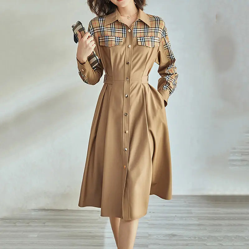 Ella Patched Plaid Shirt Dress voor Vrouwen