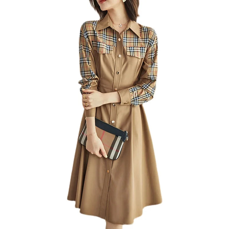 Ella Patched Plaid Shirt Dress voor Vrouwen