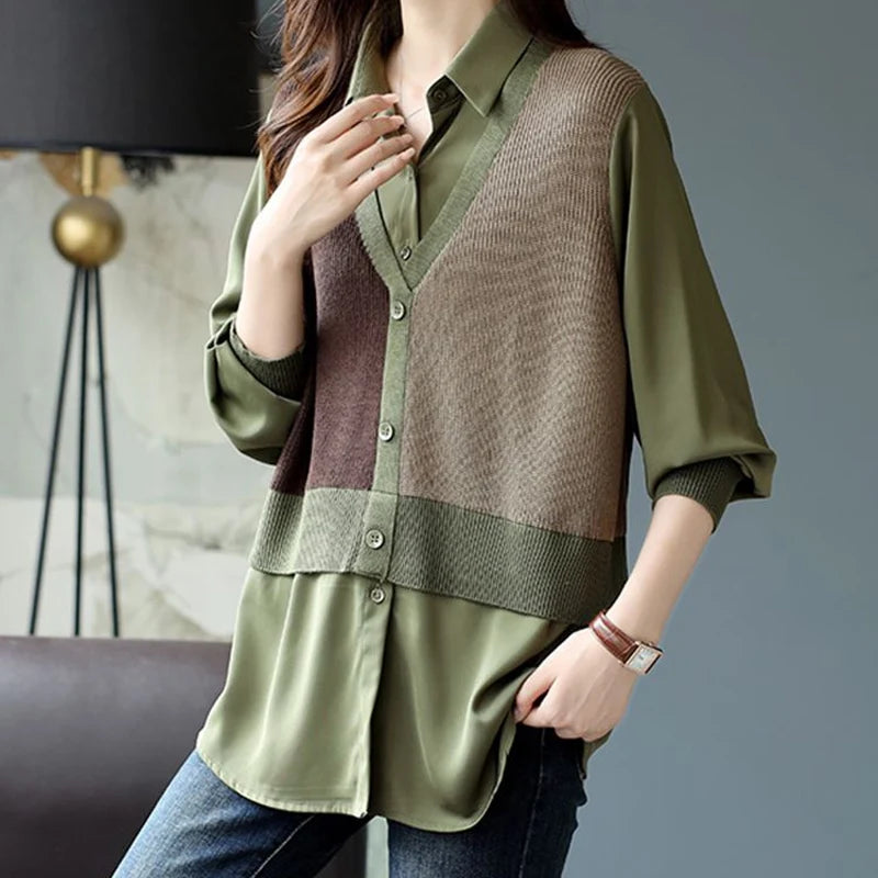 Fashionable Patchwork Blouse from Zenith Vogue