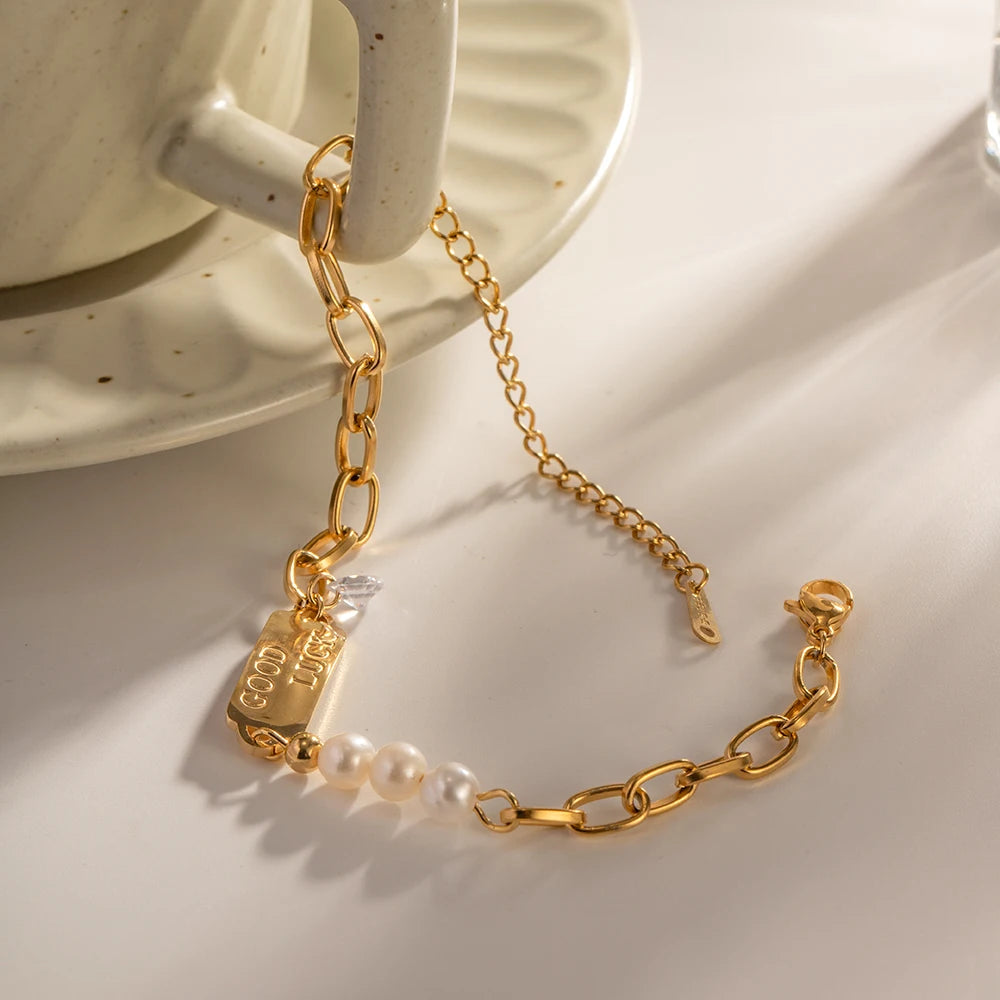 LenteGloed Braccialetto di Perle Naturali