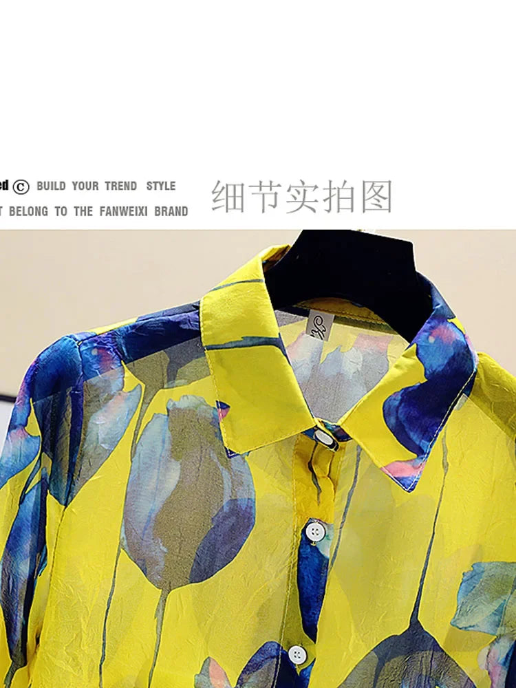 ModeMeester Retro Chiffon Blouses met Lange Mouwen