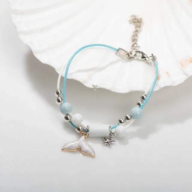 WhaleCharm Bracelet en céramique mignon baleine avec glaçure métallique en goutte
