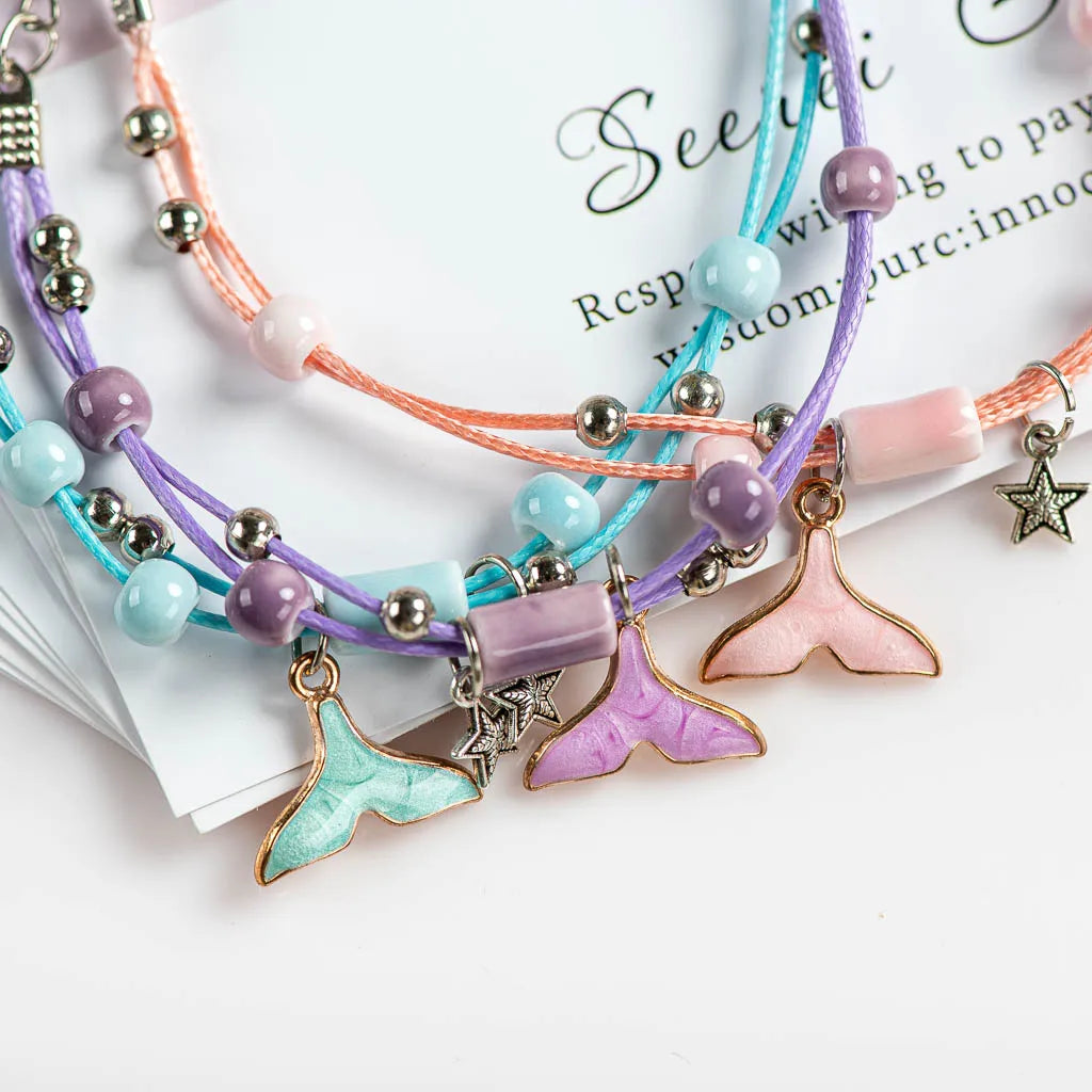 WhaleCharm Bracelet en céramique mignon baleine avec glaçure métallique en goutte