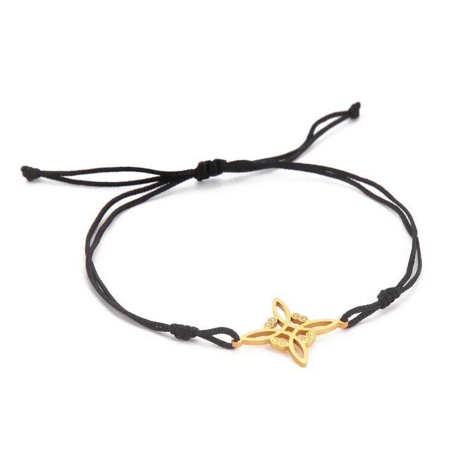 Enchanting MystiqueCharms Wax Cord Bracelet with Stainless Steel Charm Pendant