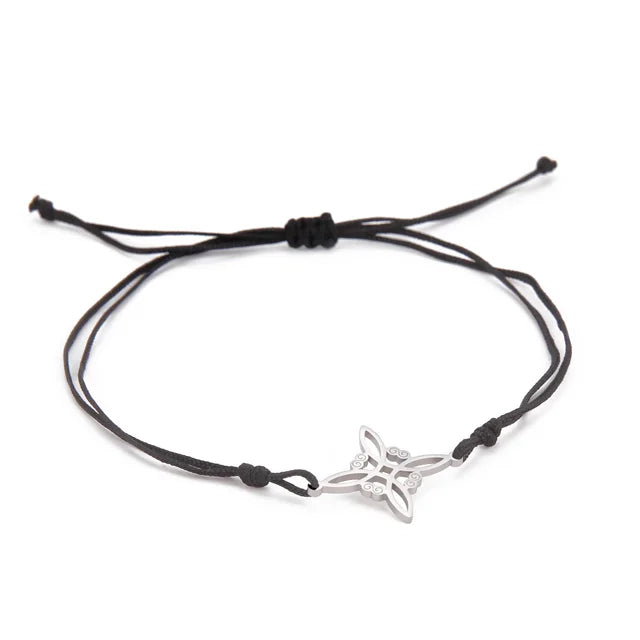 Enchanting MystiqueCharms Wax Cord Bracelet with Stainless Steel Charm Pendant