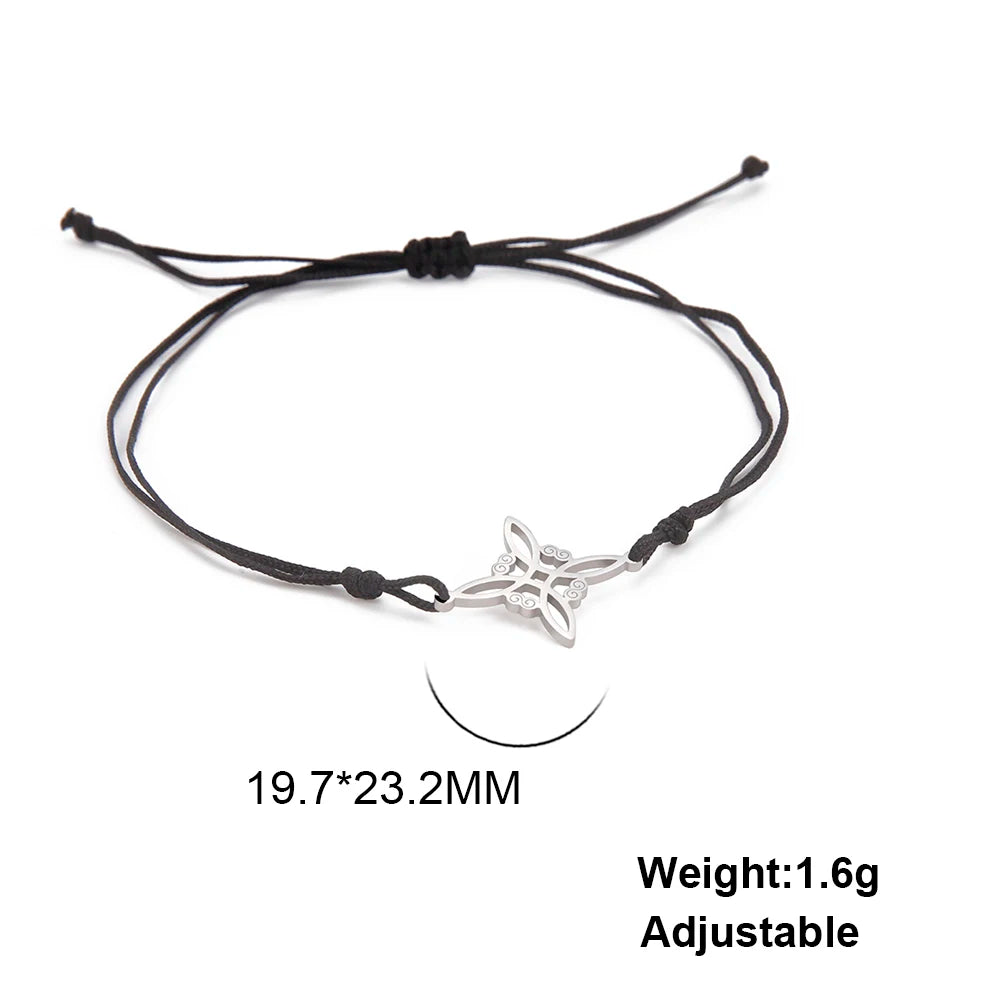 Enchanting MystiqueCharms Wax Cord Bracelet with Stainless Steel Charm Pendant