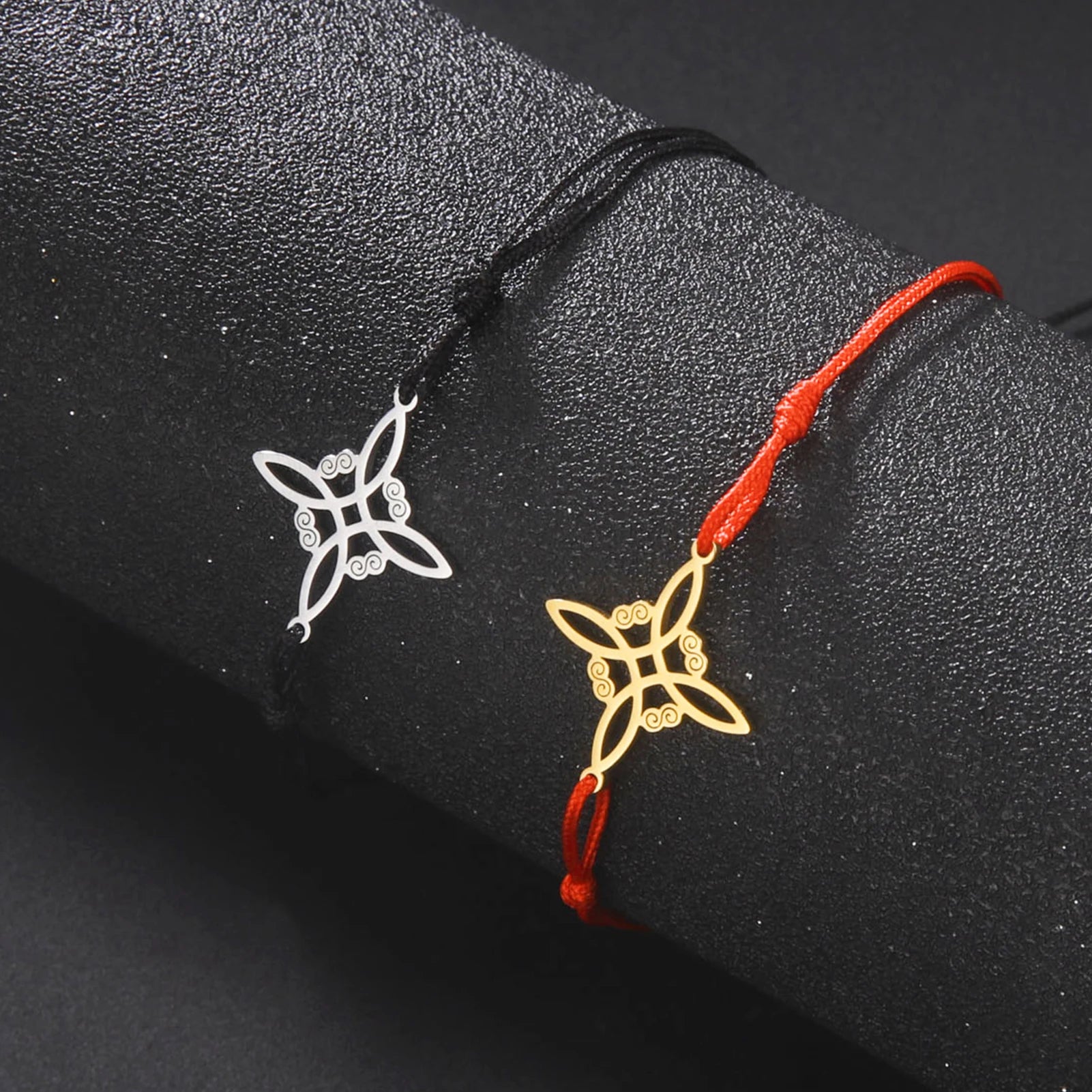 Enchanting MystiqueCharms Wax Cord Bracelet with Stainless Steel Charm Pendant