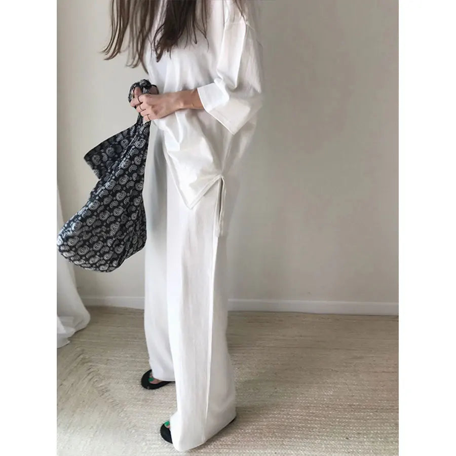 ModeMagie Locker sitzende Hose mit Rundhalsausschnitt Set