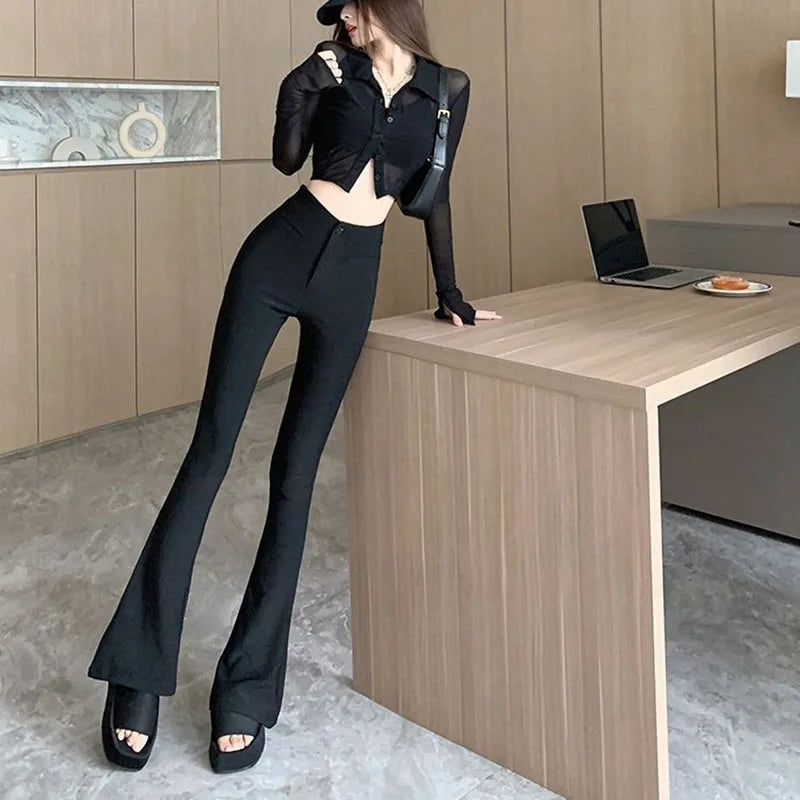 Elegance Mode Pantaloni Estivi a Vita Alta