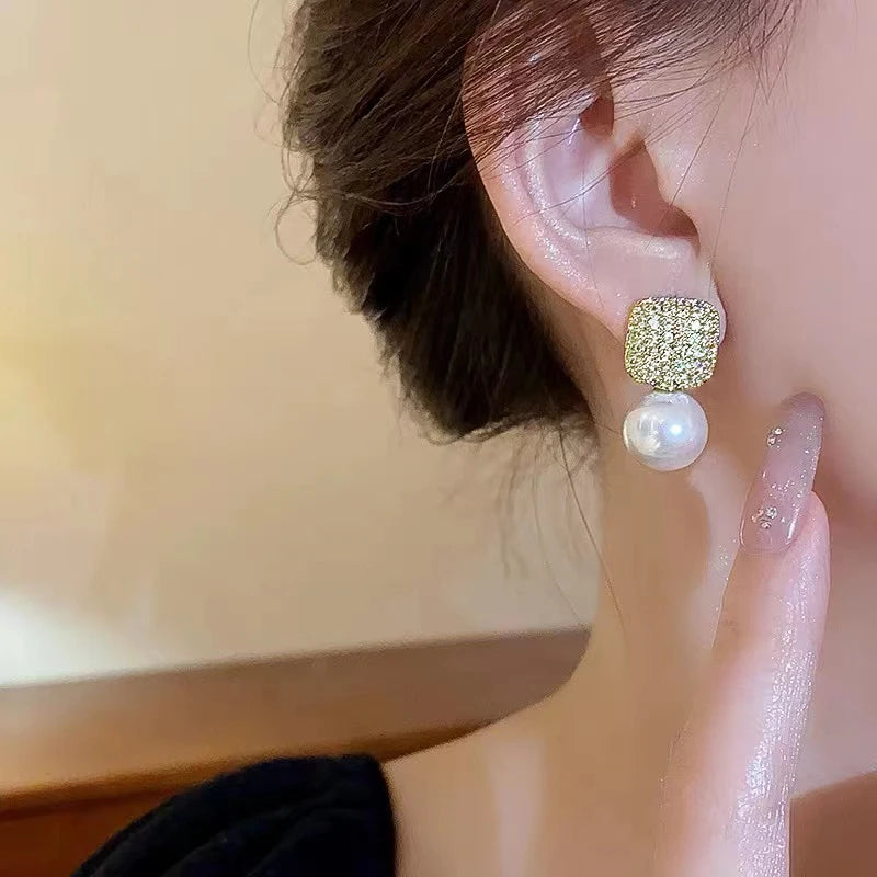 GlansGoud Gouden Vierkante Metalen Parel Hanger