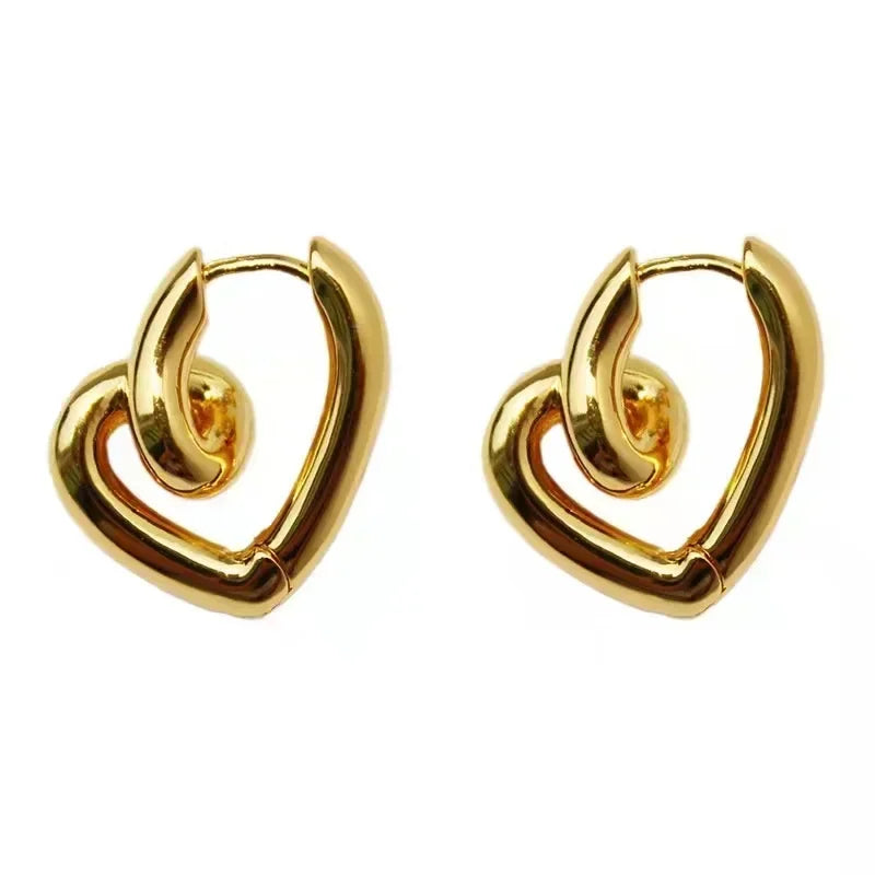 Betoverende Luxe Holle Liefde Hart Geometrische Oorbellen van Glansvolle Elegantie