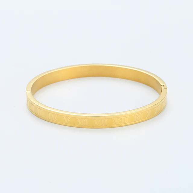 Gouden Gloed Luxe Roestvrijstalen Romeinse Armband