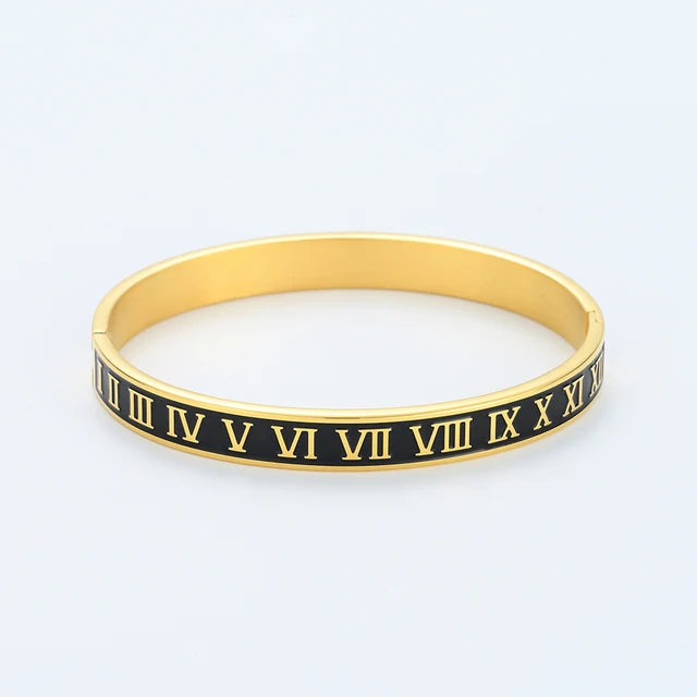 Gouden Gloed Luxe Roestvrijstalen Romeinse Armband