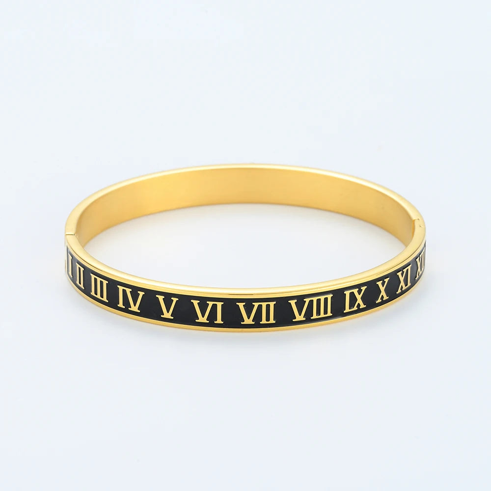 Gouden Gloed Luxe Roestvrijstalen Romeinse Armband