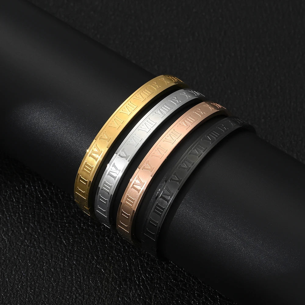 Gouden Gloed Luxe Roestvrijstalen Romeinse Armband