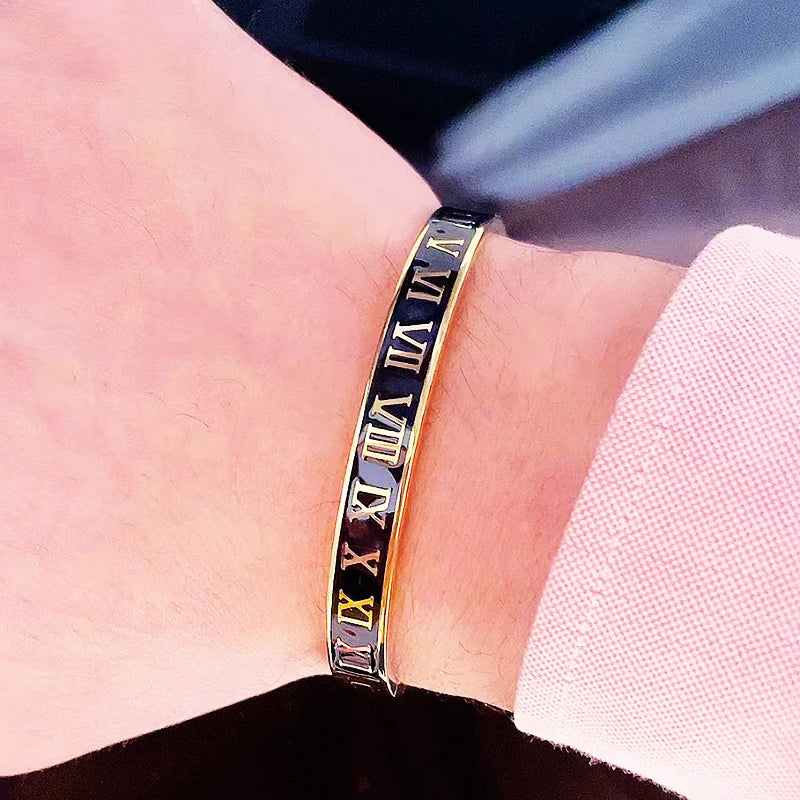 Gouden Gloed Luxe Roestvrijstalen Romeinse Armband