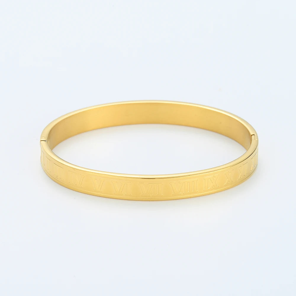 Gouden Gloed Luxe Roestvrijstalen Romeinse Armband