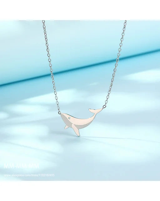 SparkleJoy Titanio Acciaio Cartone Balena Collana