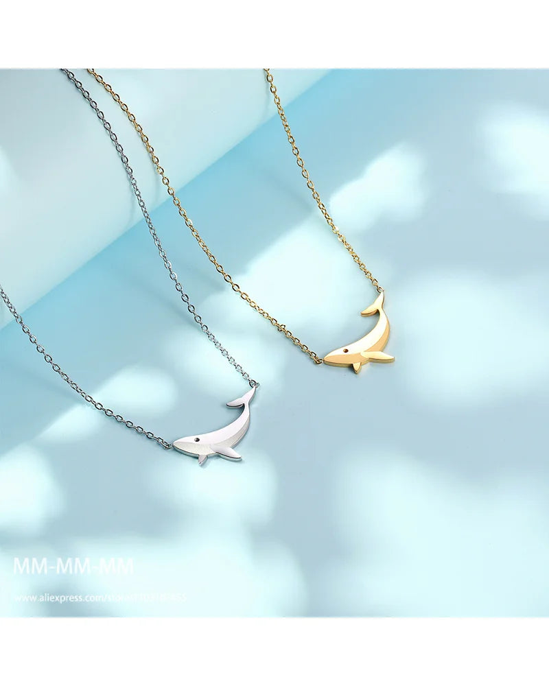 SparkleJoy Titanio Acciaio Cartone Balena Collana