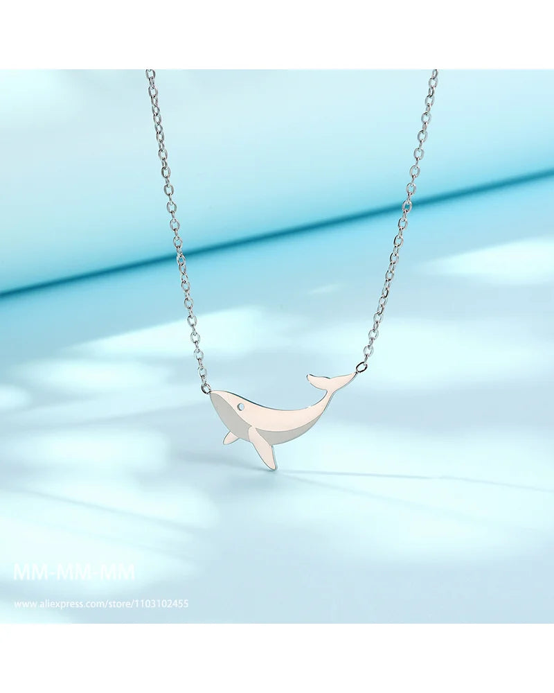 SparkleJoy Titanio Acciaio Cartone Balena Collana