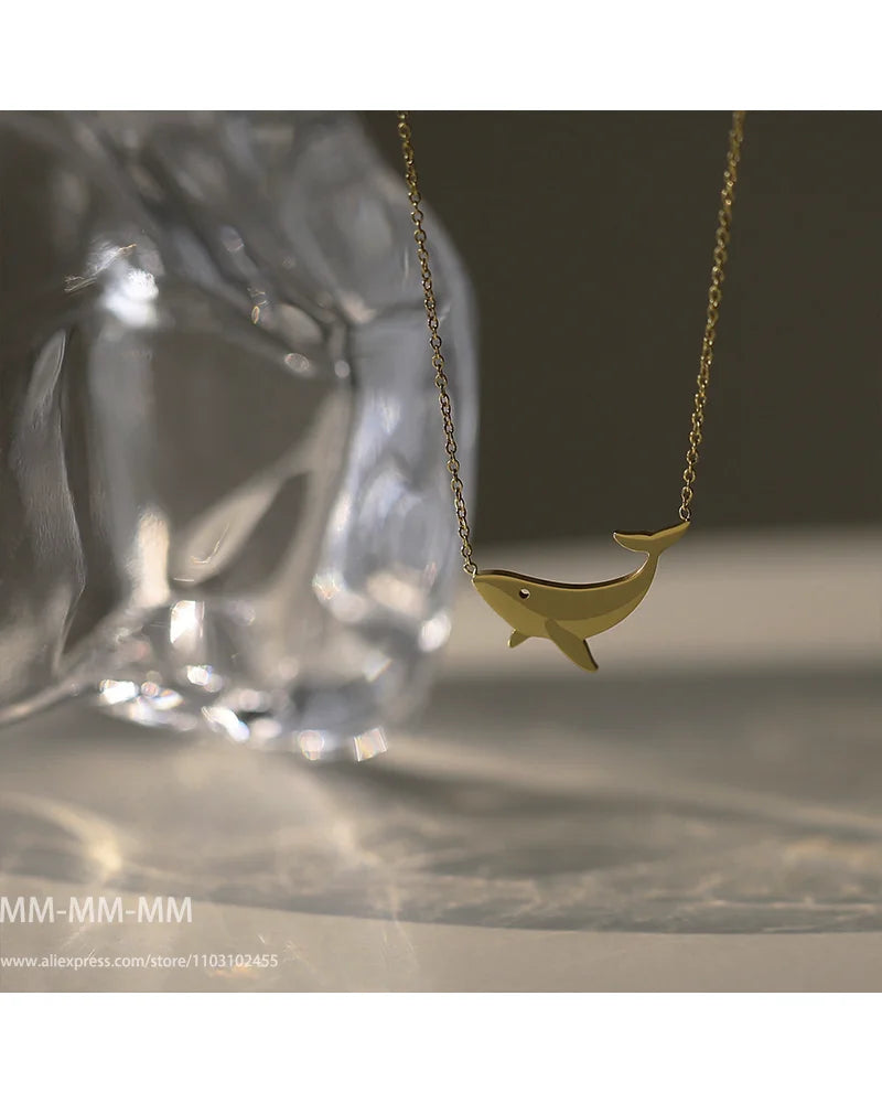 SparkleJoy Titanio Acciaio Cartone Balena Collana