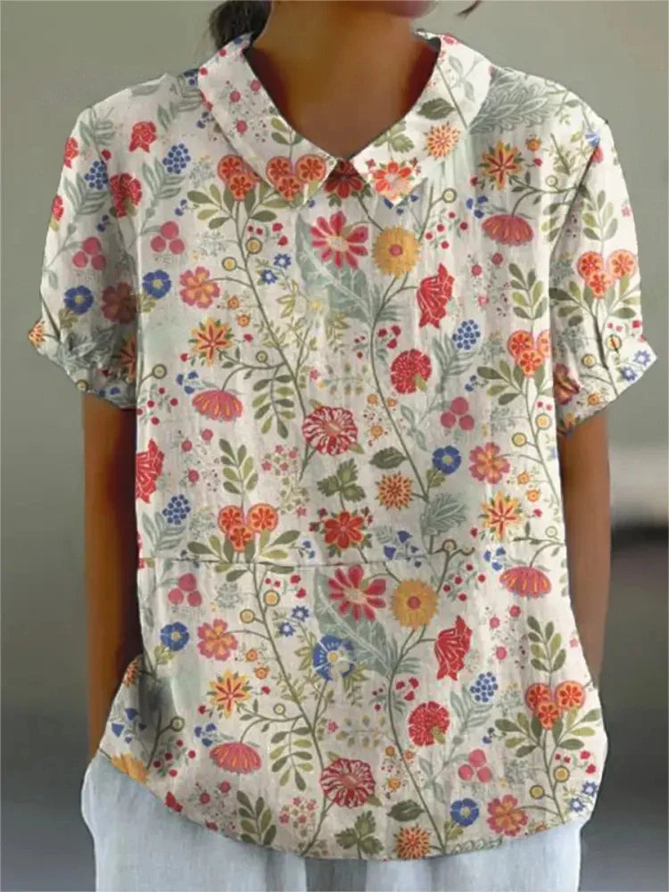Melanie | Elegante katoenen zomerblouse met bloemenprint
