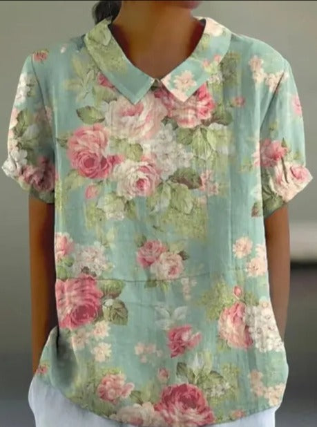 Melanie | Elegante katoenen zomerblouse met bloemenprint