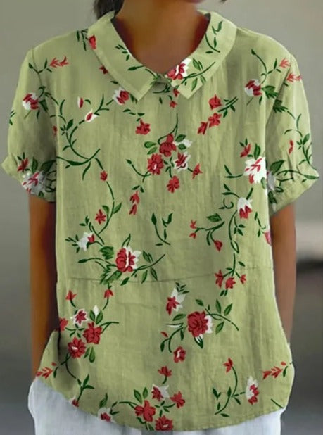 Melanie | Elegante katoenen zomerblouse met bloemenprint