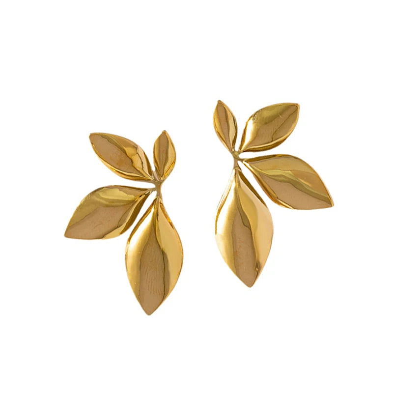 ShimmerShine Orecchini a Foglie di Metallo