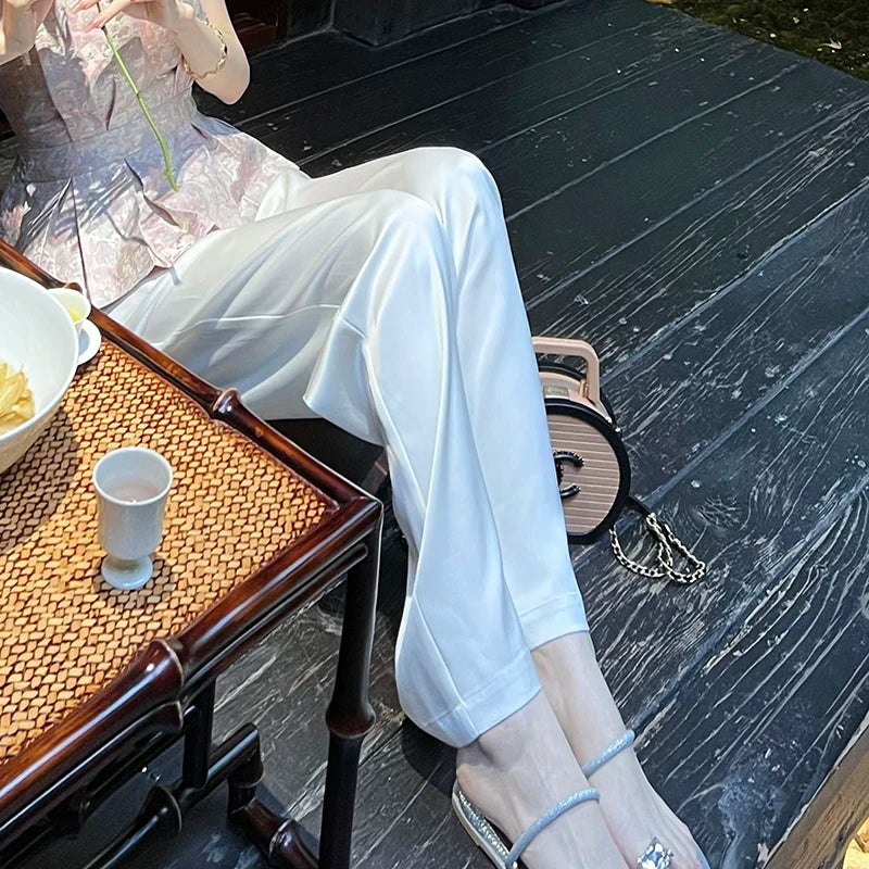 Chique Mode Satijnen Wijde Pijpen Broek