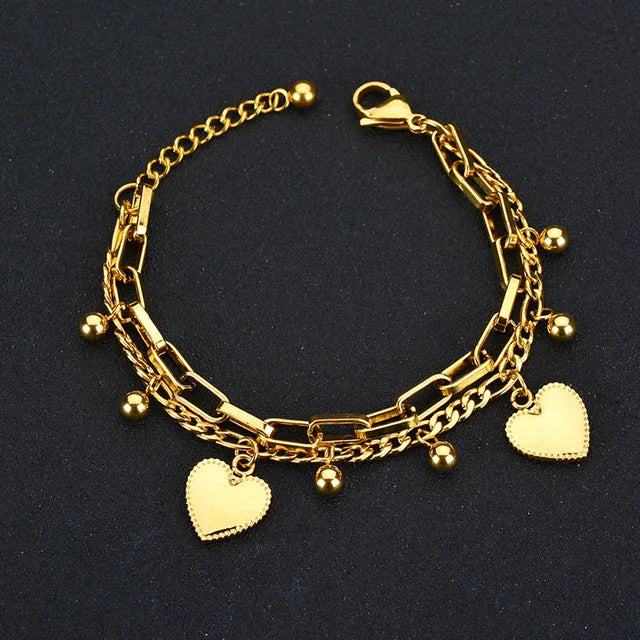 Liefde in Staal Dubbel Laagse Armbanden